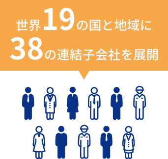 世界19の国と地域に38の連結子会社を展開